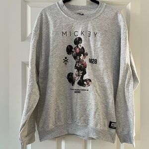 Gray Mickey Mouse Floral Women’s Crewneck
